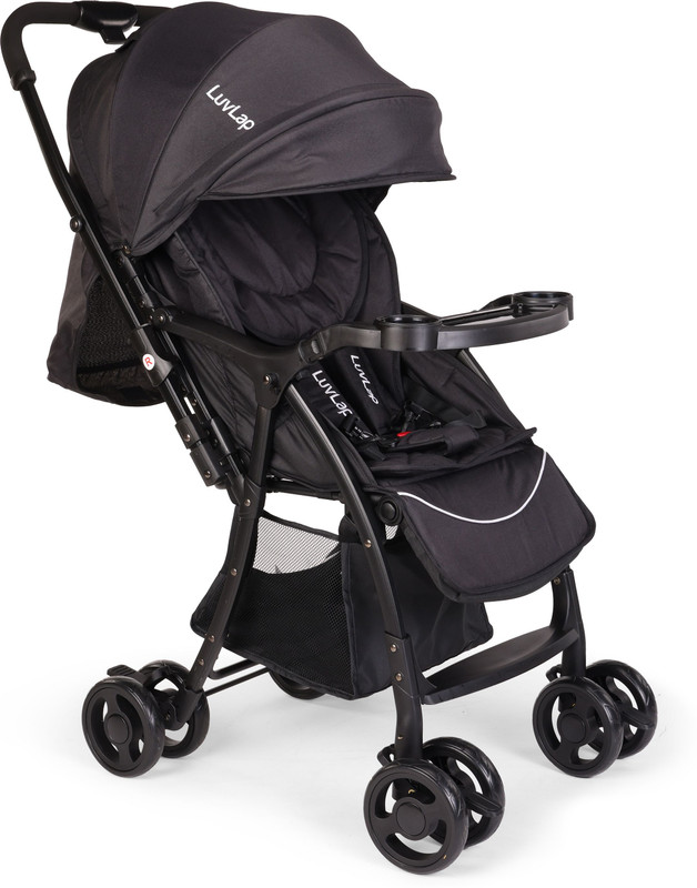 LuvLap Spark Baby Stroller/Pram with 5 Point Safety Harness, Reversible Handle bar, Looking Window, Multi Level Recline & Adjustable footrest, Extendable Canopy, for Babies 0-3 Years Twin Strollers & Prams(Multi, Black)