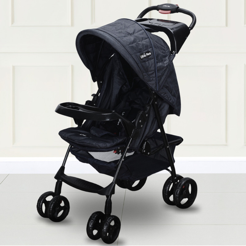 Little Pea One-Tuch Fold,Travel Friendly With Pull Rod Stroller (Black) Stroller(5, Black)