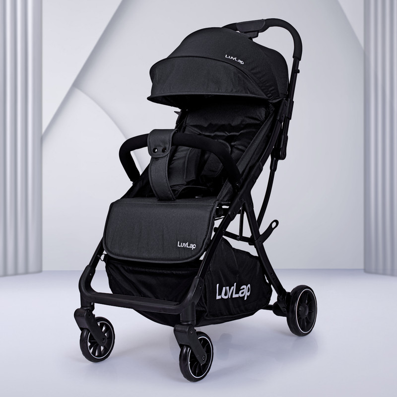 LuvLap Regency Baby Stroller & Pram 0–3 Yrs | 5-Point Harness | Easy Fold |Large Basket Stroller(3, Black)