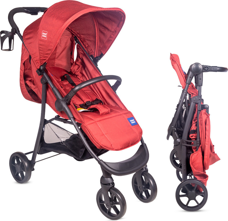 MeeMee Premium Baby Pram with Reversible Handle,Locking Wheels,for 0-3 Years Baby/Kids Stroller(3, Maroon)