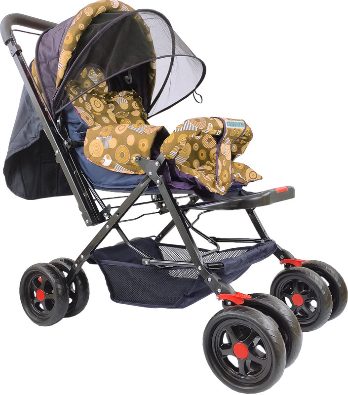 FLIPZON Baby Stroller/Pram for 0 to 3 Years, New Born/Toddler/Kid, Adjustable backrest Pram(3, Multicolor)