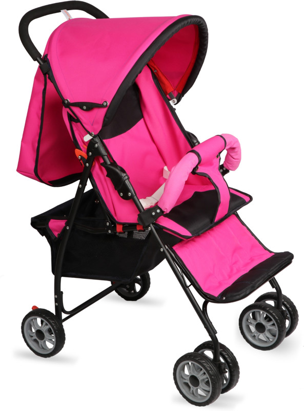 Dumbledo Premium Stroller with 5-Point Harness, Adjustable Footrest, Pink Mattress Stroller(3, Pink)