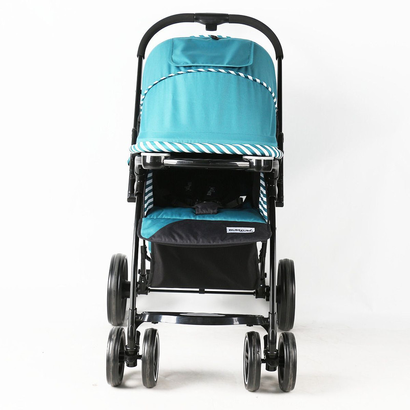 BUMTUM Premium Baby Stroller/Pram 360°Swivel Wheel Storage Basket,Reversible Handlebar Stroller(3, Green)
