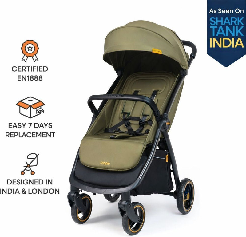 Loopie Hop Stroller|0-4 Years|3 Position Recline Seat|1 year warranty|1 Hand Fold Cabin Stroller(3, Green)