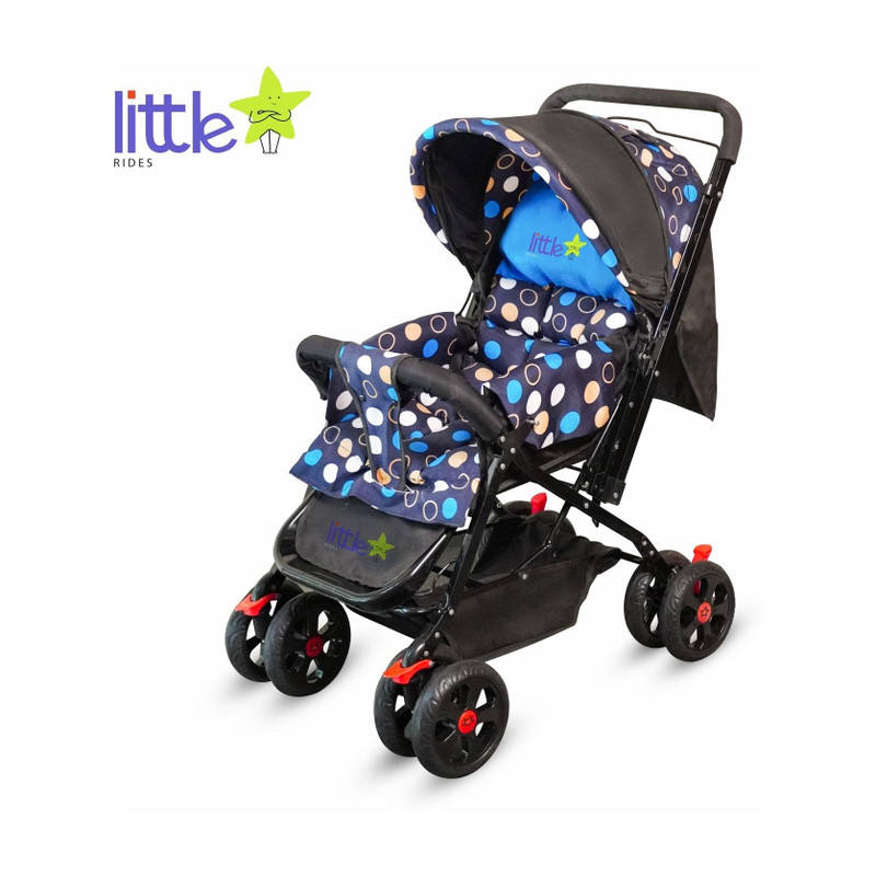 LITTLE RIDES Explorer Baby Stroller New Born/Kids, with Safety Belt, 360 Swivel Wheel Stroller(Multi, Blue)