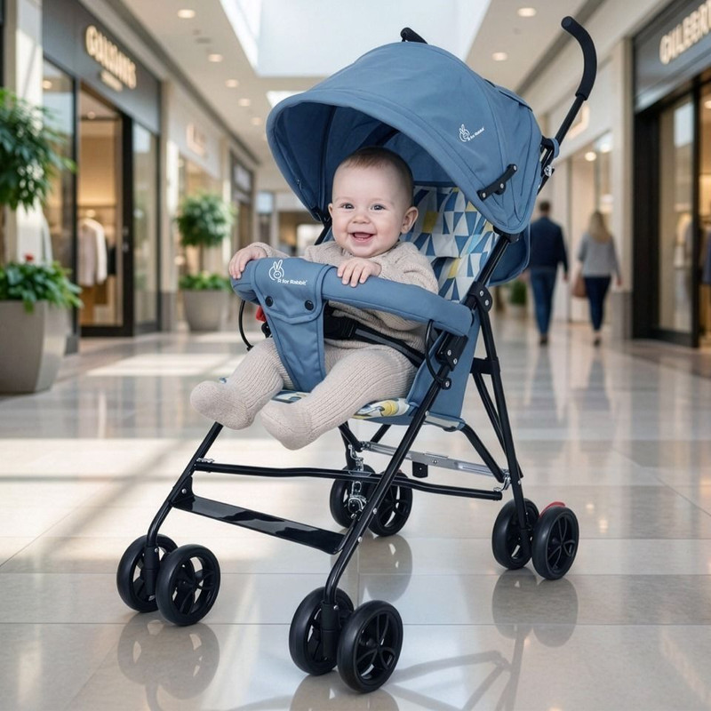 R for Rabbit Pixie Buggy Stroller with Compact Umbrella Fold & 2 Point Safety Harness Buggy(Multi, Blue)