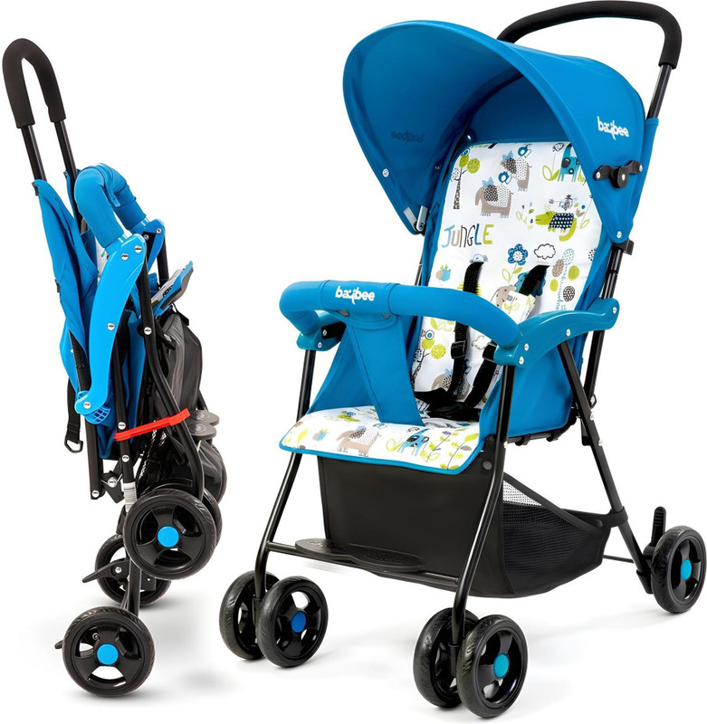 baybee Canopy Baby Stroller/Pram for kids 5 Point Safety harness with 2Recline Position Stroller(2, Blue)