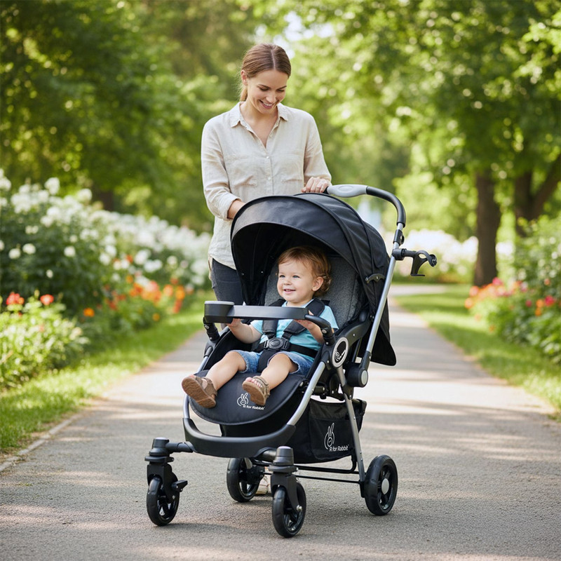 R for Rabbit Chocolate Ride Stroller Black Grey Stroller(Multi, Black, Grey)