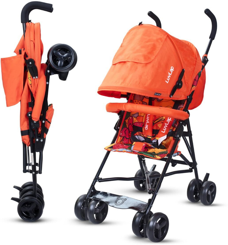 LuvLap Tutti Fruti Lightweight Baby Stroller, Recline Seat, 5-Point Harness, 15kg Stroller(5, Orange)