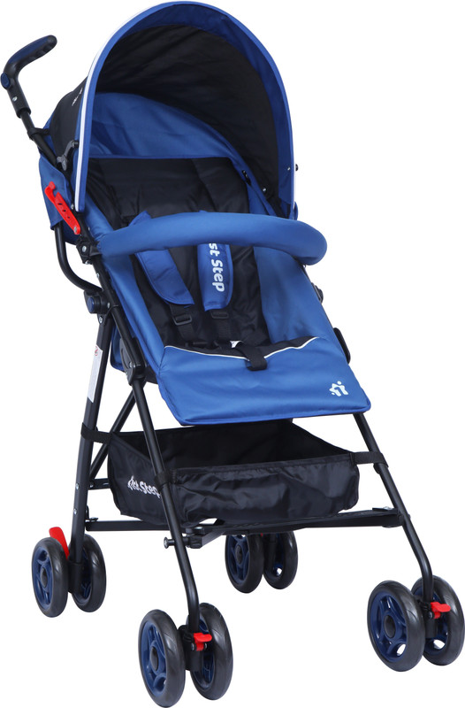 1st Step Jet Stroller/Pram With 5 Point Safety Harness And Adjustable Handles Stroller(Multi, Blue)