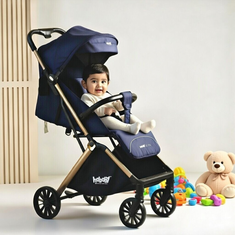 HABABY Ultra GPS Auto Folding Stroller For 0-4 Years - Flight Travel Friendly Stroller Stroller(Multi, Blue)