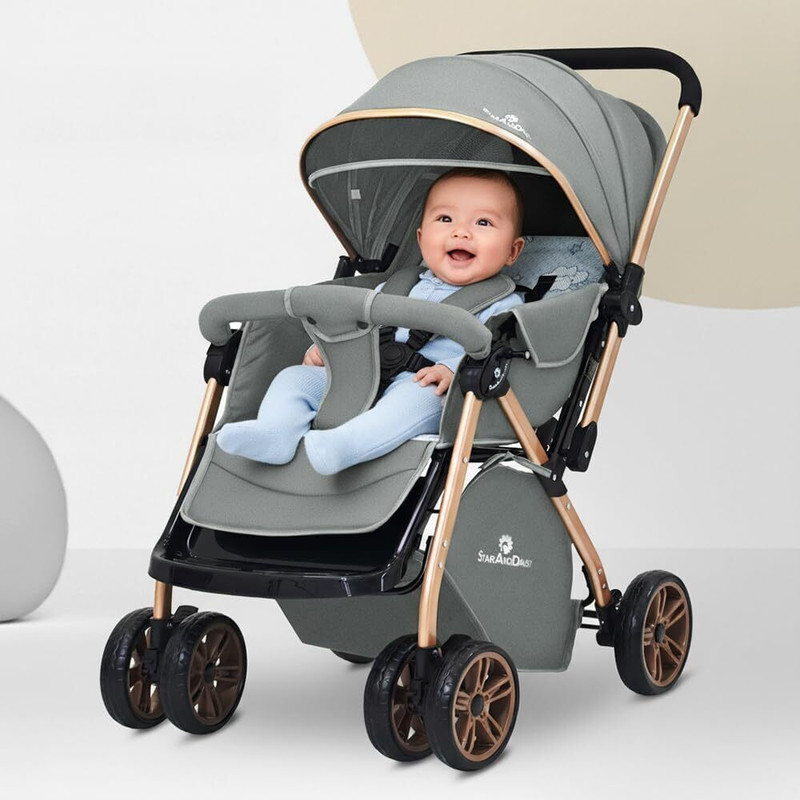 StarAndDaisy Baby Stroller for 0-3year Infant & Toddler, Foldable, Lockable 360° Swivel Wheel Stroller(3, Multicolor)