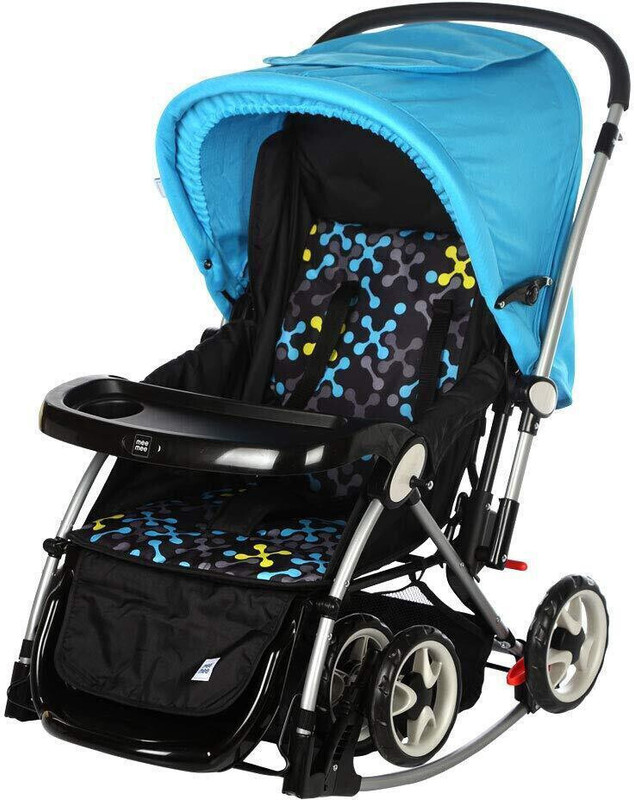 MeeMee Baby Pram with Rocker 2 in 1 Comfortable Seating and Extra Storage,for 0-3 Yrs Stroller Cum Rocker(3, Blue)