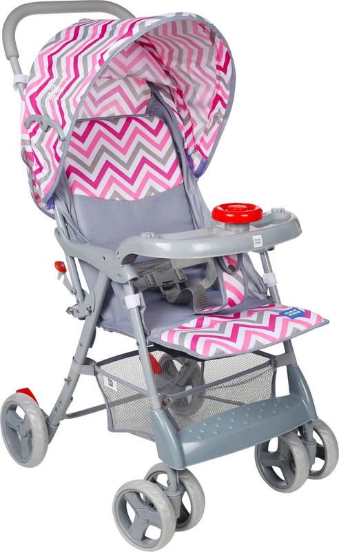 MeeMee Baby Stroller for 0-3 Years with Feeding Tray| Rear Brakes and Quick Fold Pram(3, Pink)