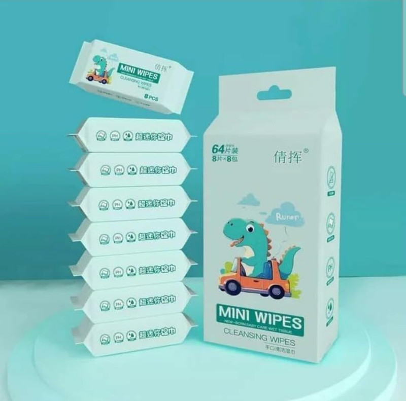 GOPIKRISHNA Travel Mini Wet Wipes – 8 Packs of 8, Alcohol-Free & Hypoallergenic Wipe Warmer