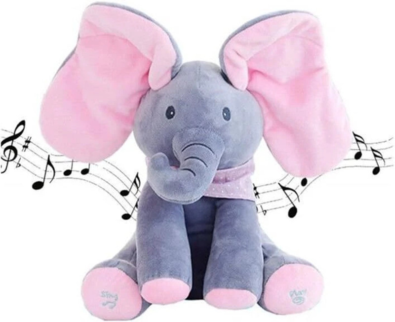 Bitline Musical Elephant Plush Toy Interactive Singing & Playing Stuffed Animal for Baby - 30 cm(Multicolor)