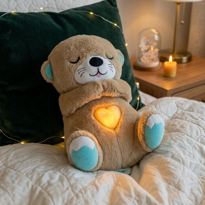 Origin Cute Teddy Bear Night Light Plush LED Toy Glowing Heart Sleep Companion - 20 cm(Multicolor)