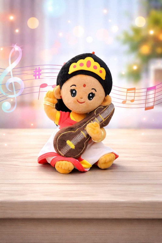ByNems Saraswati Mata Soft Toy Plush Doll & Home Decoration (Premium Quality) - 20 cm(Multicolor)