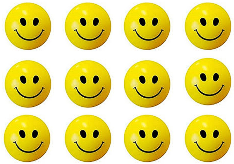 PEZYOX 12 PCS Smiley Ball OR Smiley Squeeze Ball OR Soft Stress Relief Ball (Yellow)  - 3.5 cm(Yellow)