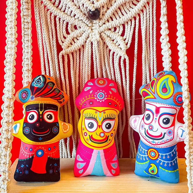 Vrindavanstore.in Jagannath Baldev Subhadra Soft Dolls Toys for Kids Perfect for Play and Festive  - 7.5 inch(Muliticolour)