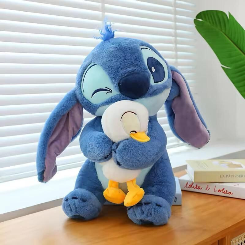 tinytotem Authentic Disney Lilo & Stitch Plush Stitch & Duck Stuffed soft Toy Teddy Bear  - 35 cm(Blue)