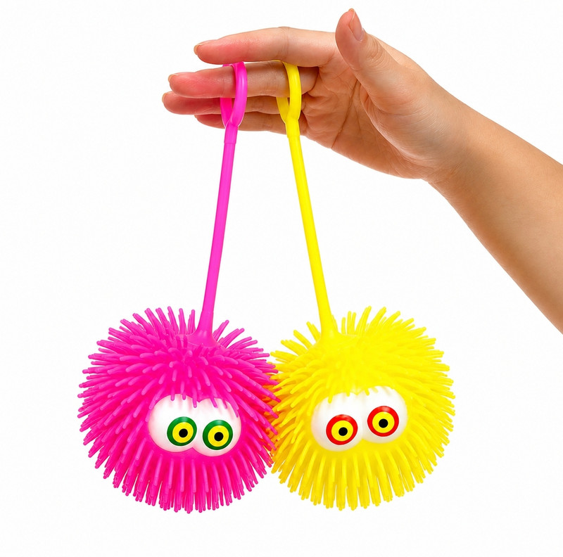 WINKLY Flashing LED Light Puffer Ball for Kids, Soft Spiky Ball Toy (pack of 2)  - 10 cm(Multicolor)