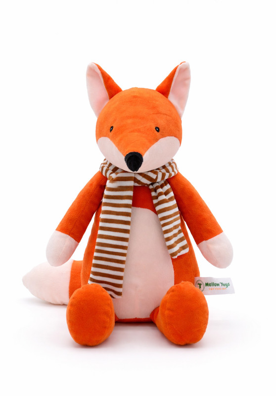 MELLOW TOYS Cute Fox Made with ultra-soft velboa fabric,skin-friendly and non-toxic soft toy - 35 cm(Peach, Orange, Black)