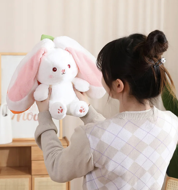 R C TRADERS Hot Selling Reversible Cute Plush Big Ears Bunny Premium Quality - 35 cm(Multicolor)