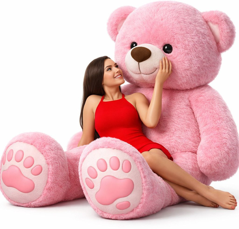 vtb retail stuffed toys 4 feet pink teddy bear / high quality / love teddy For girls valentine & Anniversary gift / cute and soft teddy bear -122 cm (Pink)  - 48 inch(Pink)