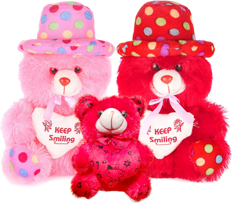 Topgrow Cute And Soft Teddy Hugable Teddy Anniversary Gift(Large 12 Inch, Small 6 Inch)  - 12 inch(Pink, Red)