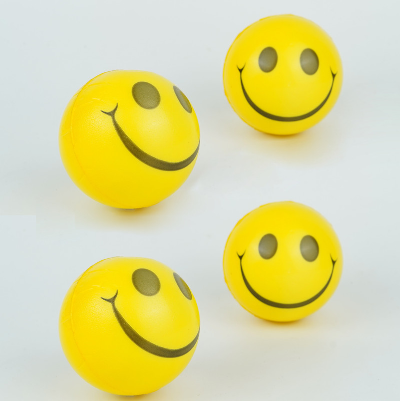 little toon Sponge Smiley Ball for Kids and Adults - 4 nos  - 7 cm(Yellow)