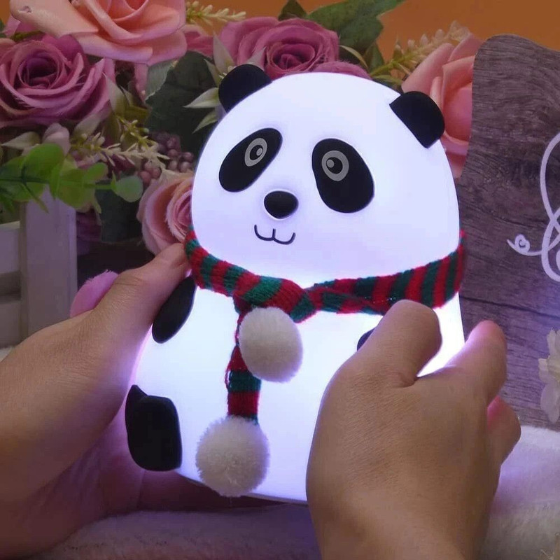 Dazzel Flex Cute Panda Night Light Lamp Silicon Touch Panda Night Lamp with 7 Color for Kids Night Lamp(14 cm, Multicolor)