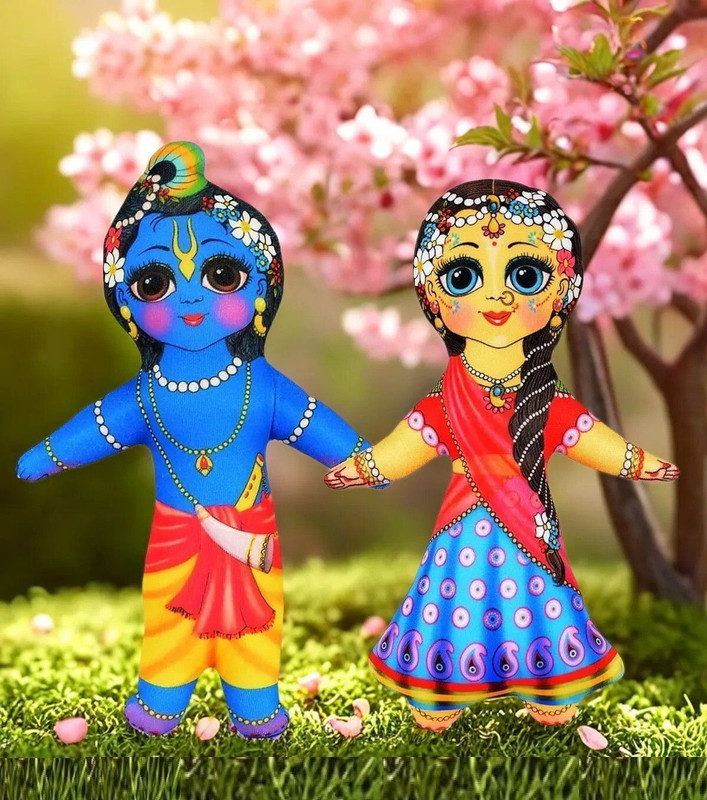 Vrinda Articles Radha Krishna 8 Inch Soft and Plush Washable Toy for Kids, Baby Home Decor. - 20 cm(Multicolor)