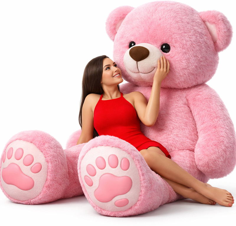 vtb retail stuffed toys 4 feet pink teddy bear / high quality / love teddy For girls valentine & Anniversary gift / cute and soft teddy bear -122 cm (Pink) - 48 inch(Pink)