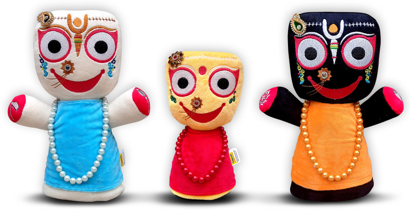 Sakhyam Siblings of Puri Dham- Jagannath, Subhadra and Baldev Soft Doll  - 10.5 inch(Black, Skin colour)