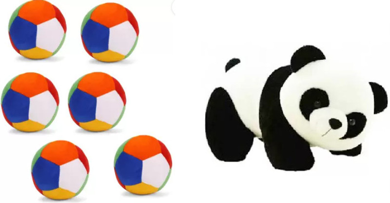 tgr cute Best Quality Stuffed Soft soft balls(4pc) and Panda toys for Kids  - 25 cm(Multicolor)