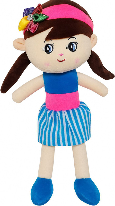 Rooboo Blue Dress Doll Soft Toy 35cm – Cute Plush Doll for Kids & Birthday Gifts - 35 cm(Blue)