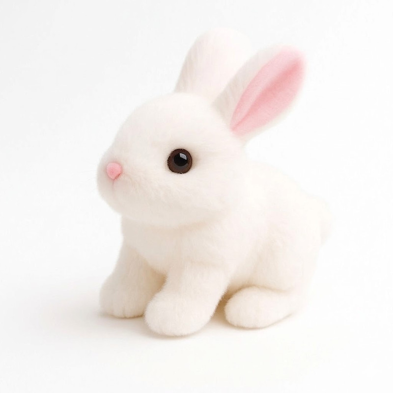 Bitline Hopping Walking Bunny Toy with Sounds Jumping Rabbit Wiggling Ears Mouth Nose - 7 cm(White)