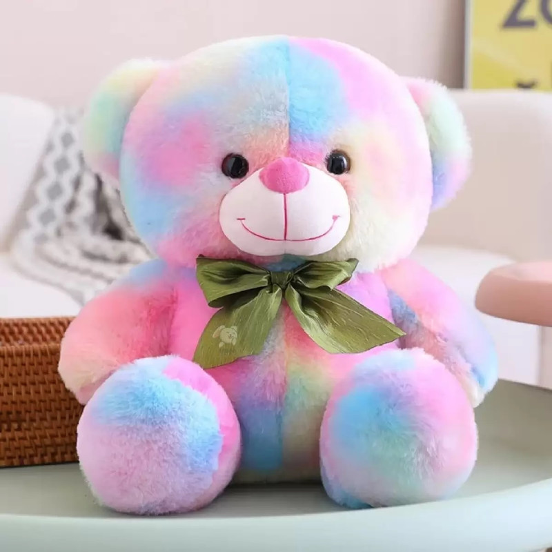 Osjs Rainbow Teddy Bear Vibrant Addition to Your Cuddle (30cm) - 30 cm (Multicolor) - 30 cm(Rainbow)
