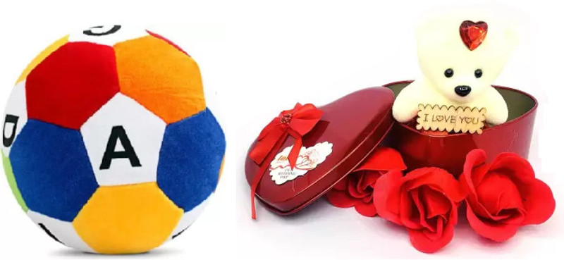 KPN New Lovely heartbox with soft alphabet football combo for kids & someone special  - 20 cm(Multicolor)