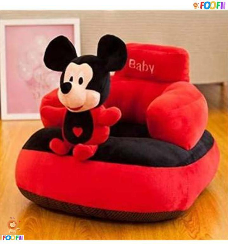 FOOFII PREMIUM QUALITY Cutest Sofa For Kids Plush Mickey Cushion Baby Sofa For Kids - 35 inch(Red, Black)