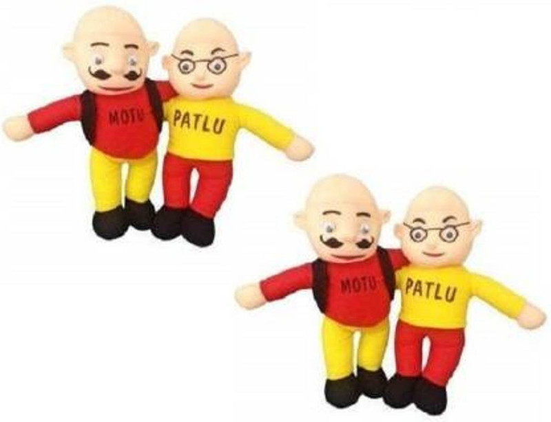 FUN2PLAY Character Plus Stuffed Soft Toys Gift Motu Patlu Set of 2 - 25 cm (Yellow) - 25 cm(Multicolor)