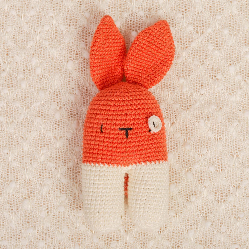 BombayToyCompany Crochet Rattle - Bubblegum  - 12 mm(Orange)