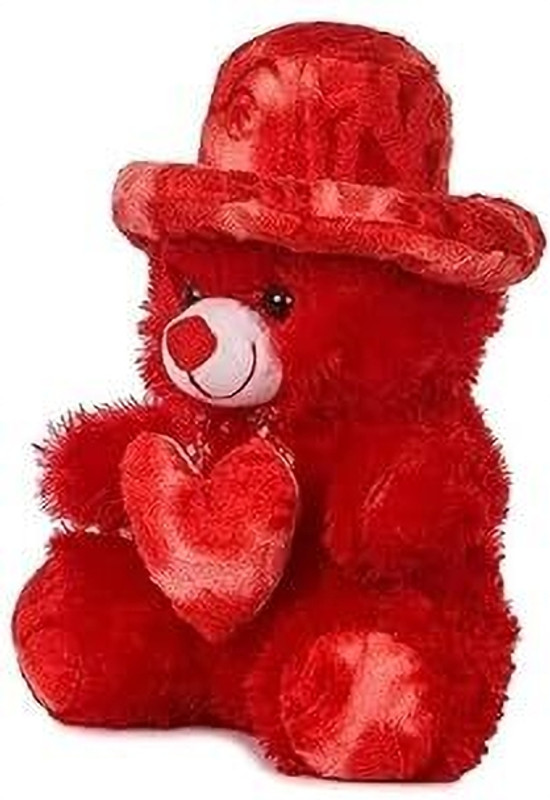 SRE Red Plush Teddy Bear with Love Pattern, Heart Design Valentine's Day Gift - 30 cm(Red)