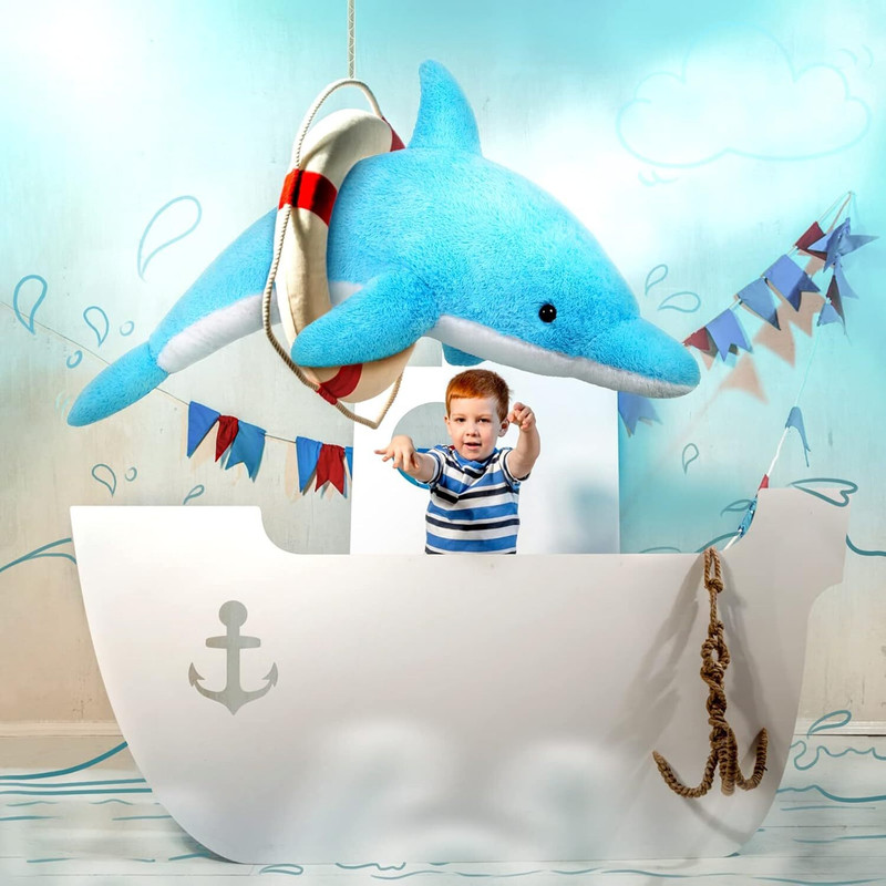 Macros Dolphin Teddy Bear Cute Lovable Plush Toy For Kids - 110cm Blue  - 110 cm(Blue)