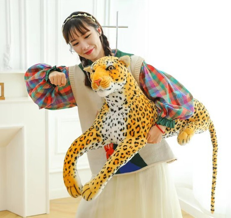 Ptc premium soft toy tiger lion deer wild animal stuffed toy for kids organic plush - 45 cm(Yellow)