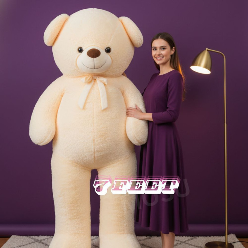 MOSU Cream Giant 7ft Teddy Bear – Luxury Soft Stuffed Toy Gift  - 210 cm(Cream)
