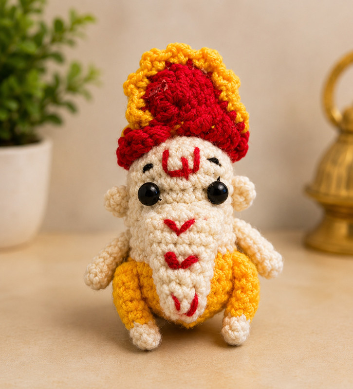 Palak Agarwal Mini Crochet Bal Ganesh Amigurumi Plush  - 120 mm(Multicolor)