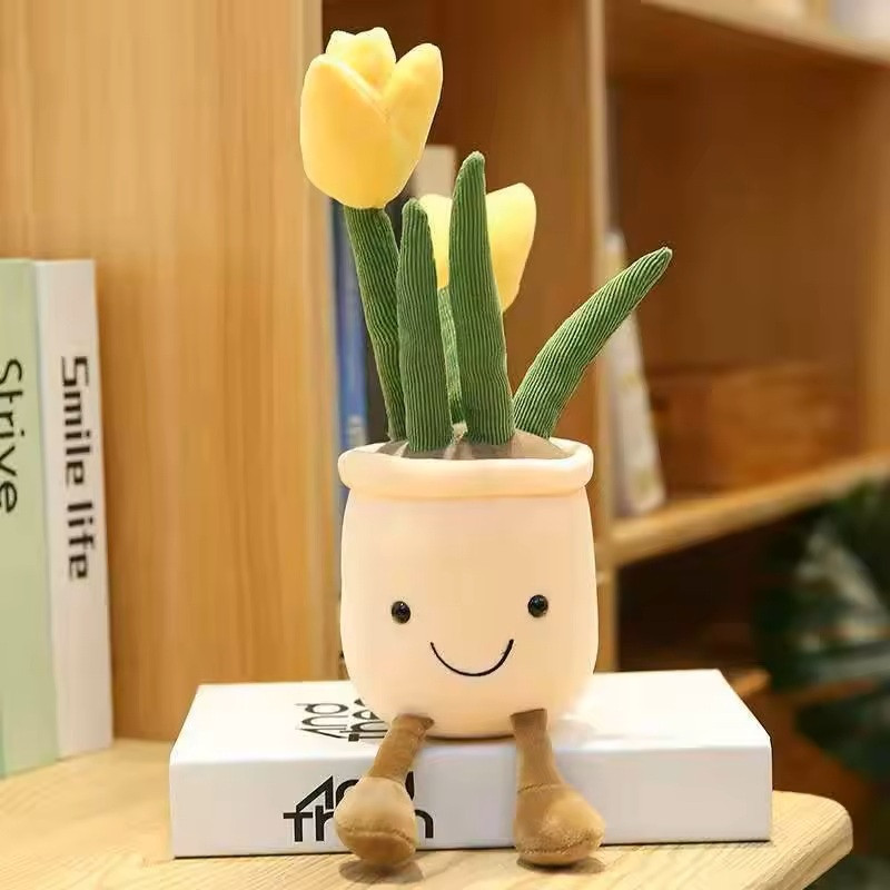 Daisy & Bubbles Beautiful Flower Pot Plush Soft Toys  - 23 cm(Yellow)