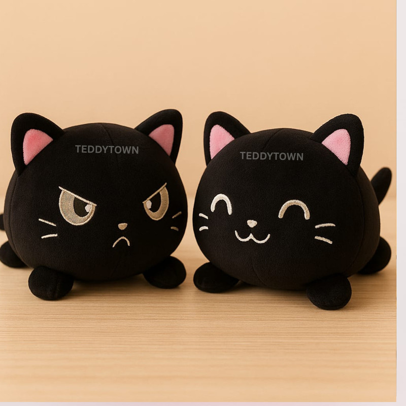 TEDDY TOWN Reversible Cat 12cm Super Soft for Husband Wife Boyfriend Girlfriend - 12 cm - 12 cm(Black)